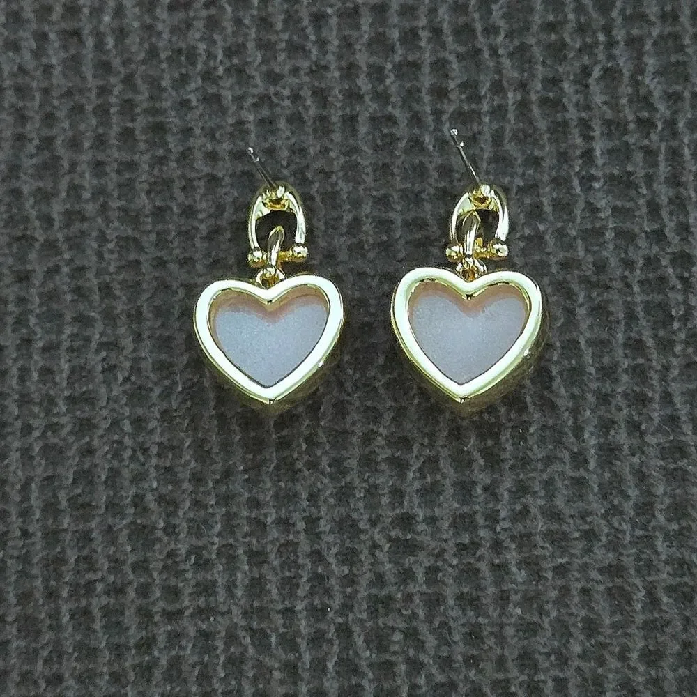 Coach Carved Rose🌹Quartz Heart💕 Drop Earrings